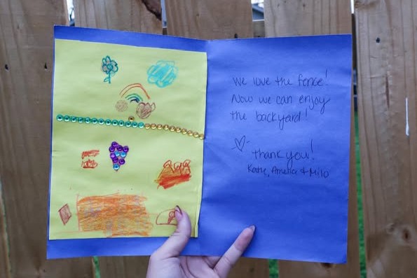 Fence thank you card